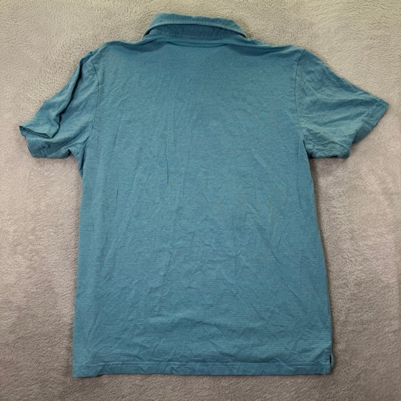 Peter Millar Mens Polo Shirt Medium Striped Blue Golf Casual Soft Preppy Stretch - Picture 7 of 8